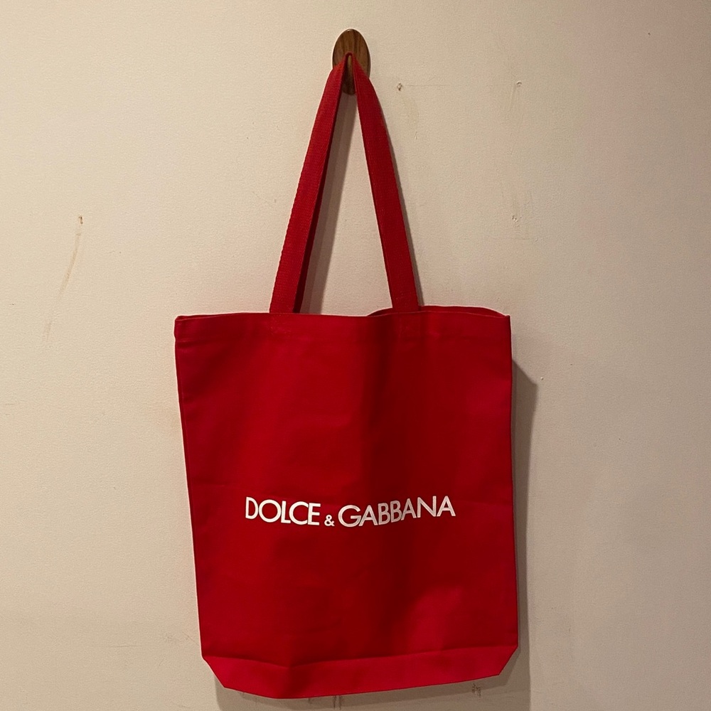 Dolce & Gabbana Bright Red Logo Canvas Tote